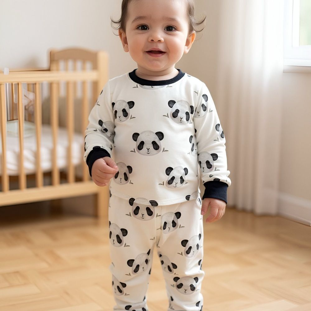 Bamboo Organic Adorable Brown and White Kids Pajamas Panda